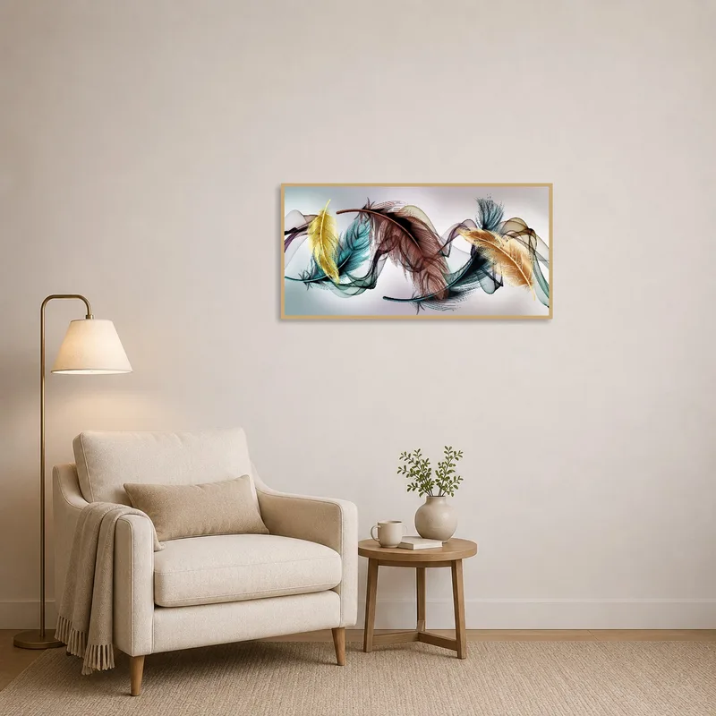 Serene feather design complements a peaceful reading corner.