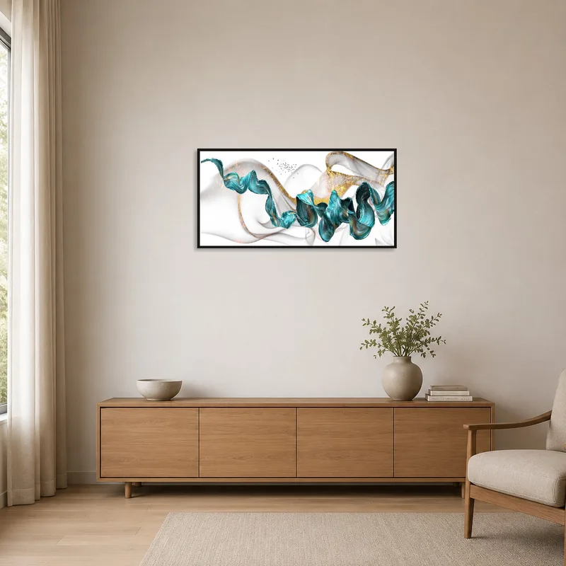 Sleek lines and gold hues complement a minimalist space.