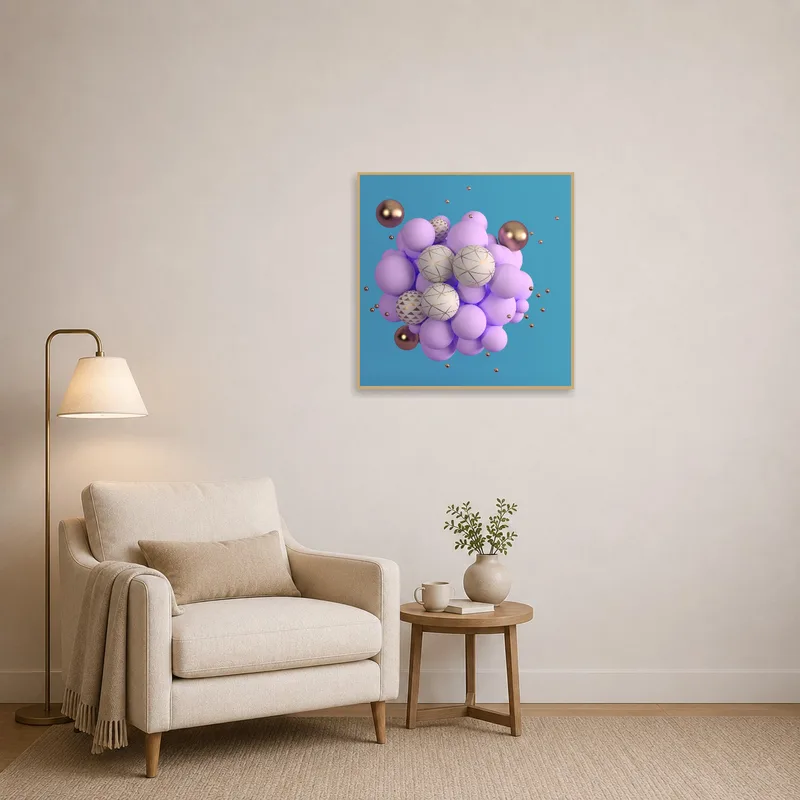Cluster of spheres adding interest to a cozy reading corner.