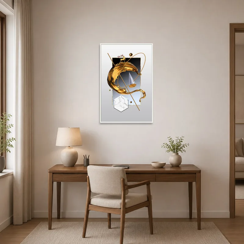 Chic geometric print inspiring creativity in a stylish home office.