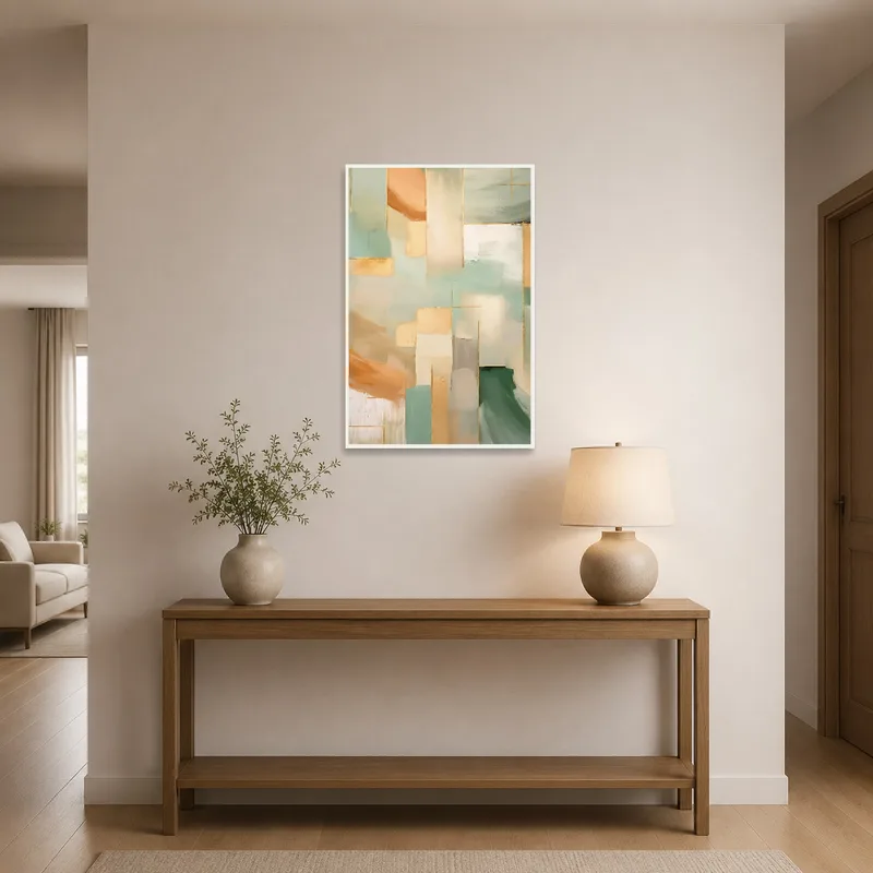 Abstract Layers art welcoming guests in the entrance hall.