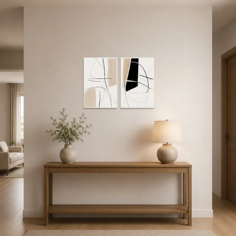 Abstract Lines duo set welcomes guests in the entrance hall with modern design.
