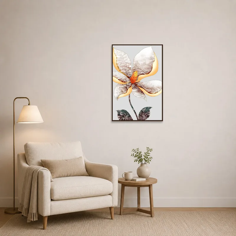 Subtle floral design adds a touch of creativity to a cozy reading corner.