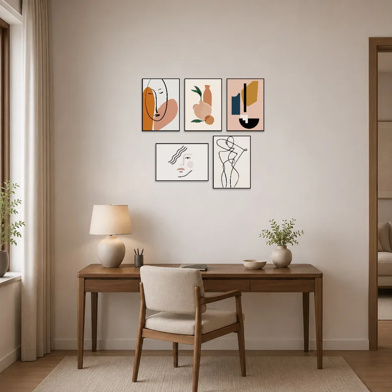 Adds a touch of minimalist elegance to the home office walls.