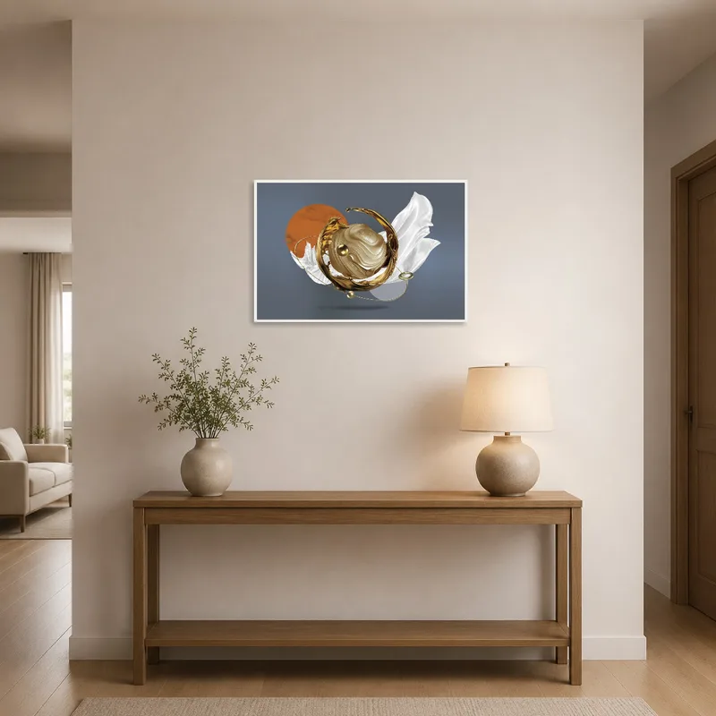 Abstract swirl greets visitors in an entrance hall.