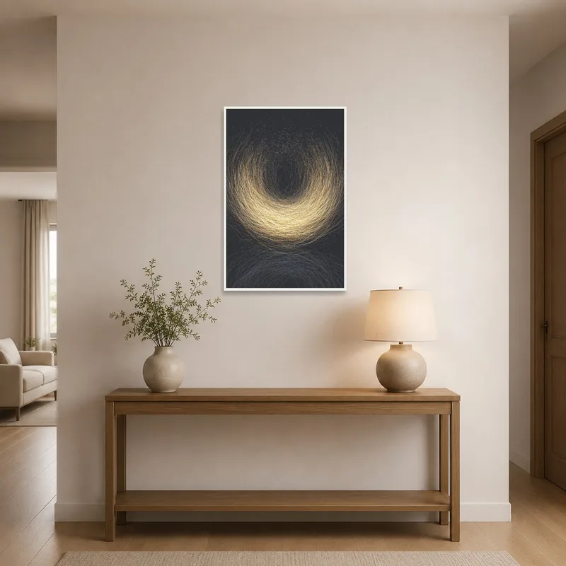 Abstract art with golden tones greets you warmly in the entrance hall.