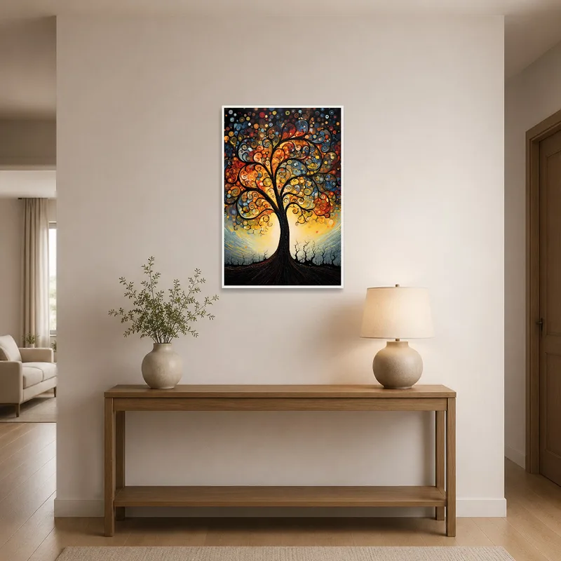 Tree of Life artwork in a welcoming entrance hall.