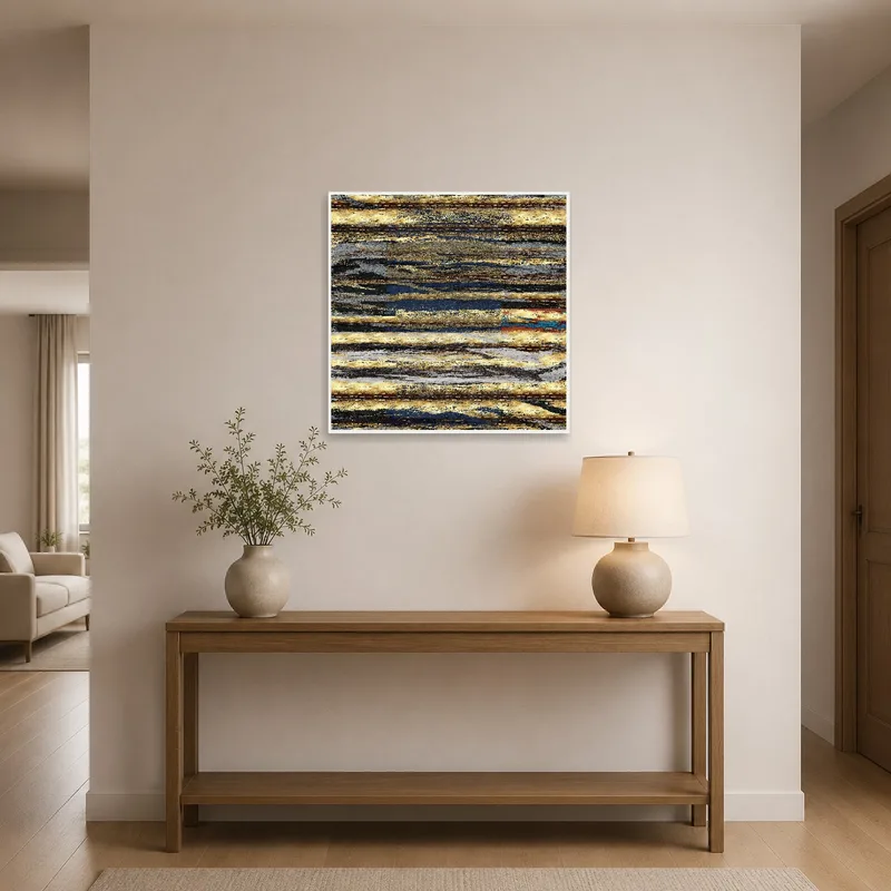 Abstract Textured Squares Artwork in an entrance hall welcoming visitors.