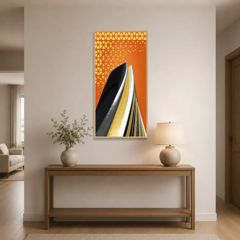 Urban architecture art piece showcasing in an entrance hall.