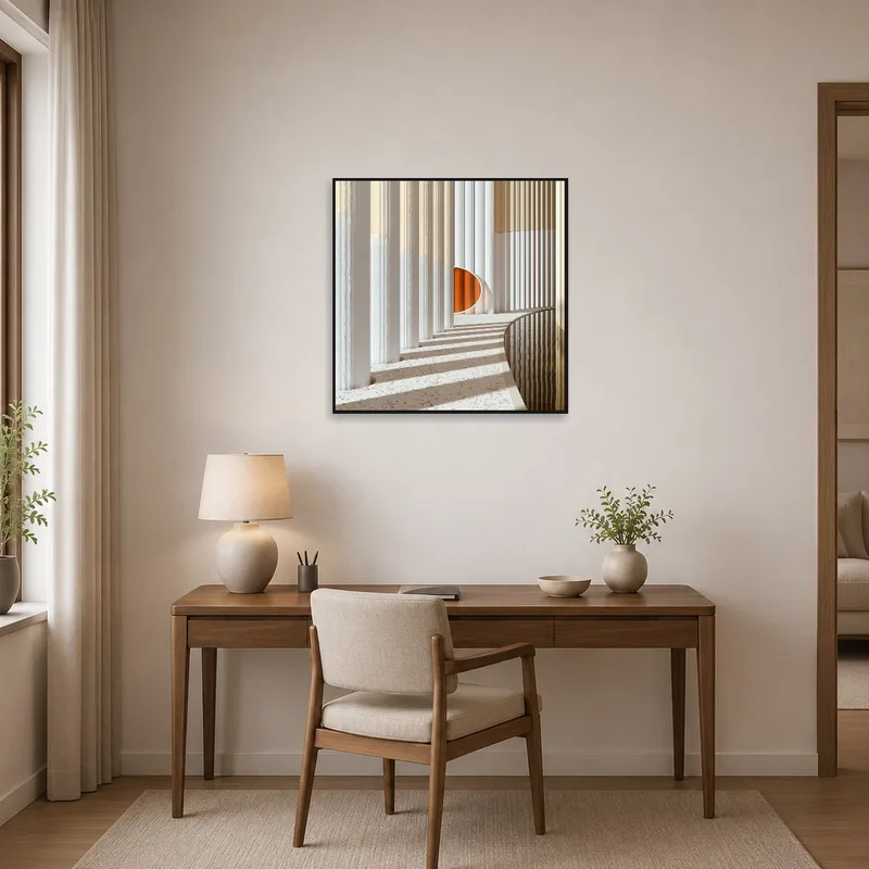 Elegant architectural art enriching the home office environment, inspiring creativity and focus.