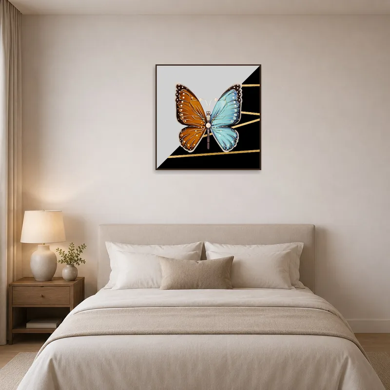Butterfly design bringing tranquility to the bedroom.
