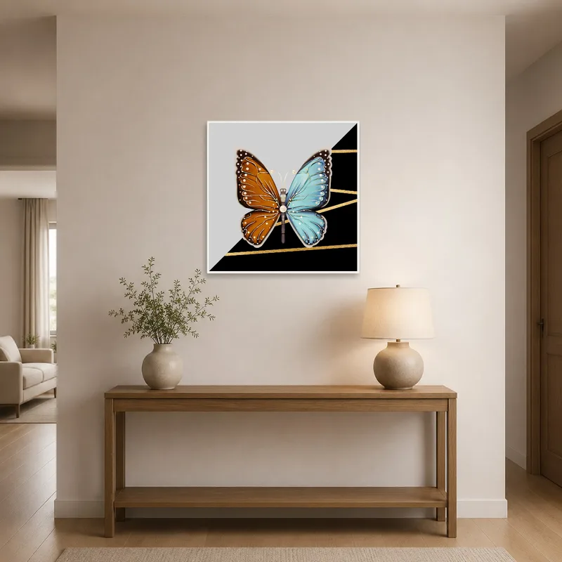 Butterfly piece welcoming guests in the entrance hall.