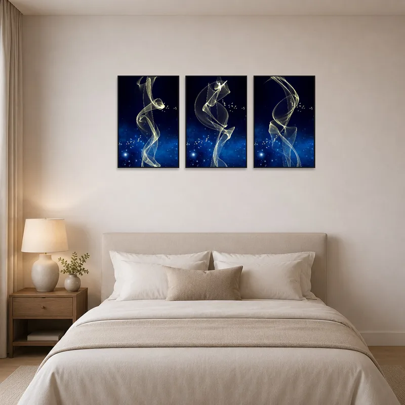 Ethereal Glow set creates a relaxing celestial ambiance in the bedroom.