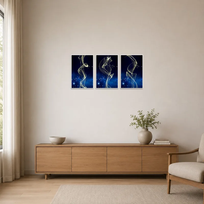 Celestial Dance set complements a minimalist room's sleek design.