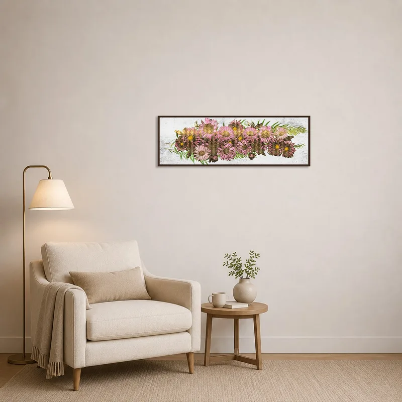 Floral print creates a cozy vibe in a corner reading nook.