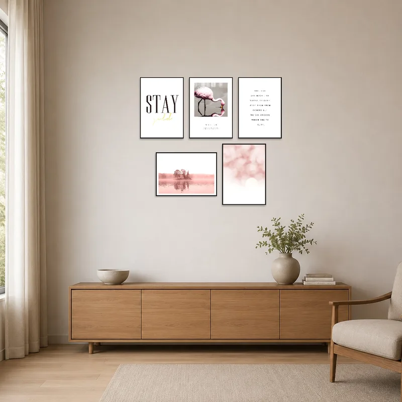 Minimalist room featuring inspirational and scenic elements.