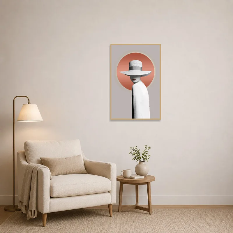 Reading corner gains sophistication with silhouette hat art print.