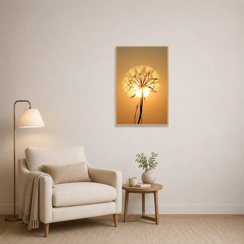 Dandelion silhouette art inspiring a cozy reading corner ambience.