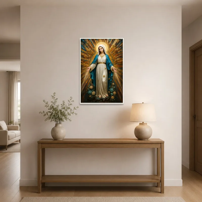 Divine Serenity print greets with a sense of peace in the entrance hall.