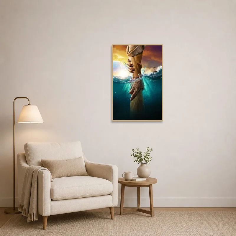 Captivating ocean scene enhancing a cozy reading corner.