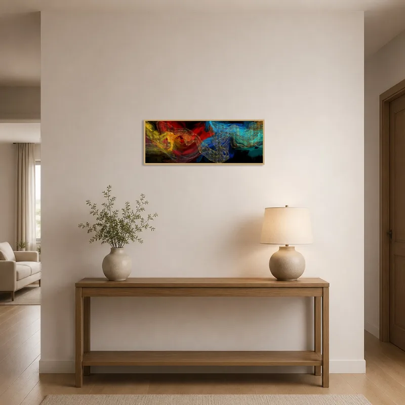 Intriguing abstract swirls greet guests in the entrance hall.