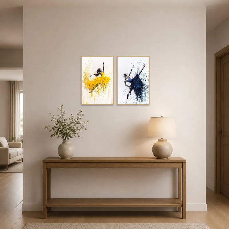Eye-catching dance art welcoming guests in an entrance hall.