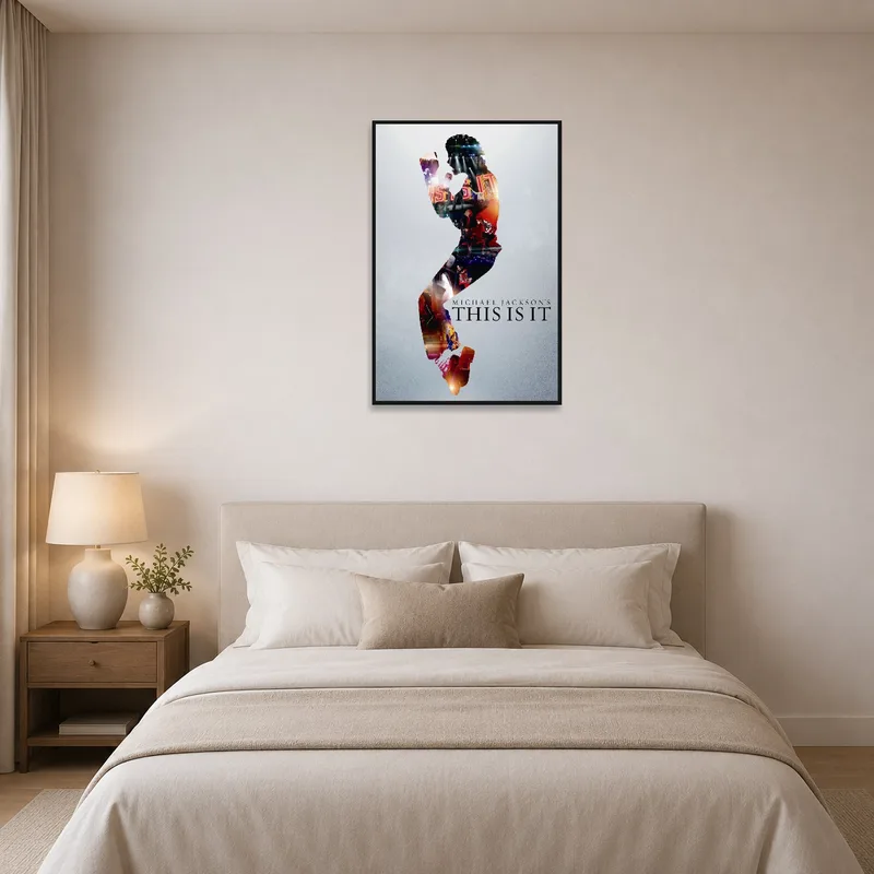 Dynamic pop silhouettes bring a rhythmic vibe to the bedroom wall.