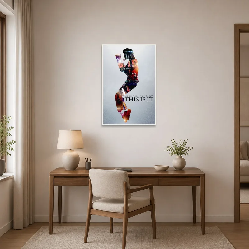 Pop music silhouette art infuses the home office with creative inspiration.