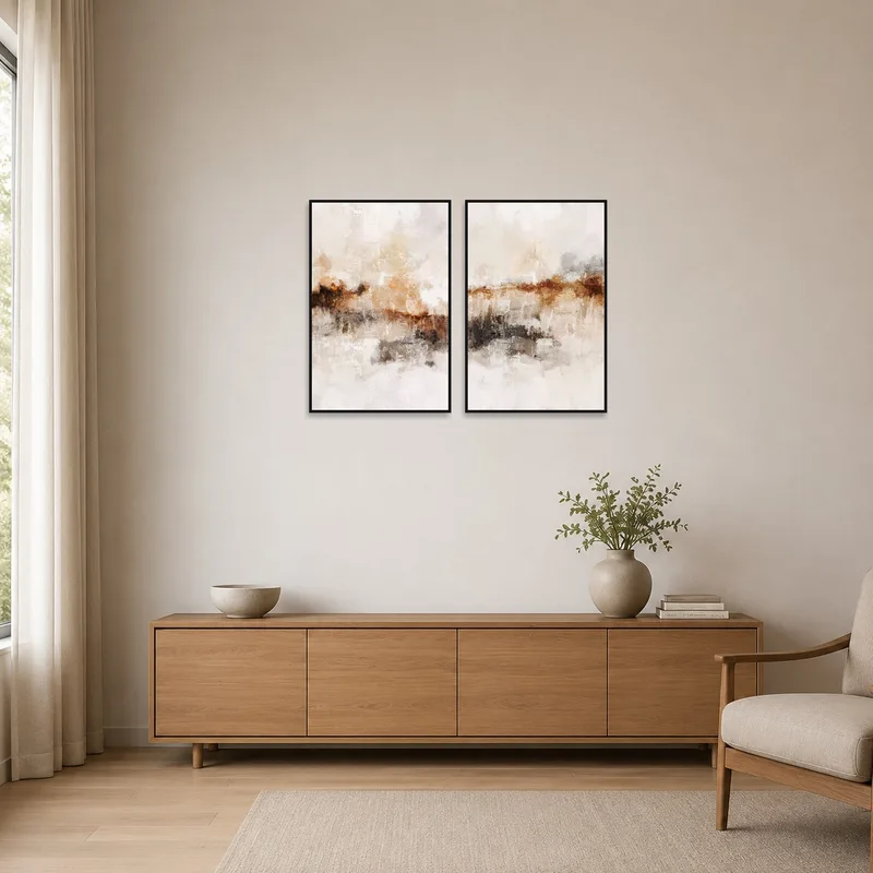 Earthy textured set complements a minimalist space with simple furnishings.