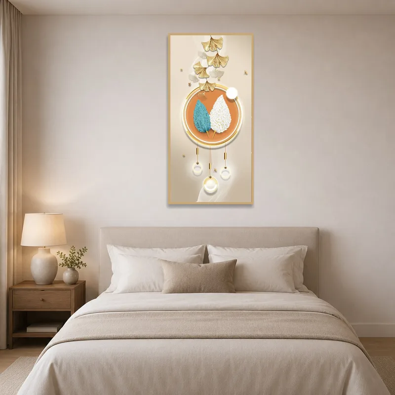 Refined abstract floral art creating a calming atmosphere in the bedroom.