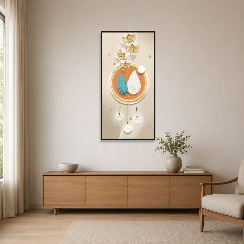 Sophisticated floral art print enhancing a minimalist room's simplicity.