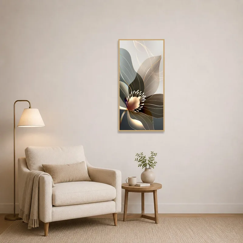 Abstract flower art brings sophistication to the reading nook.