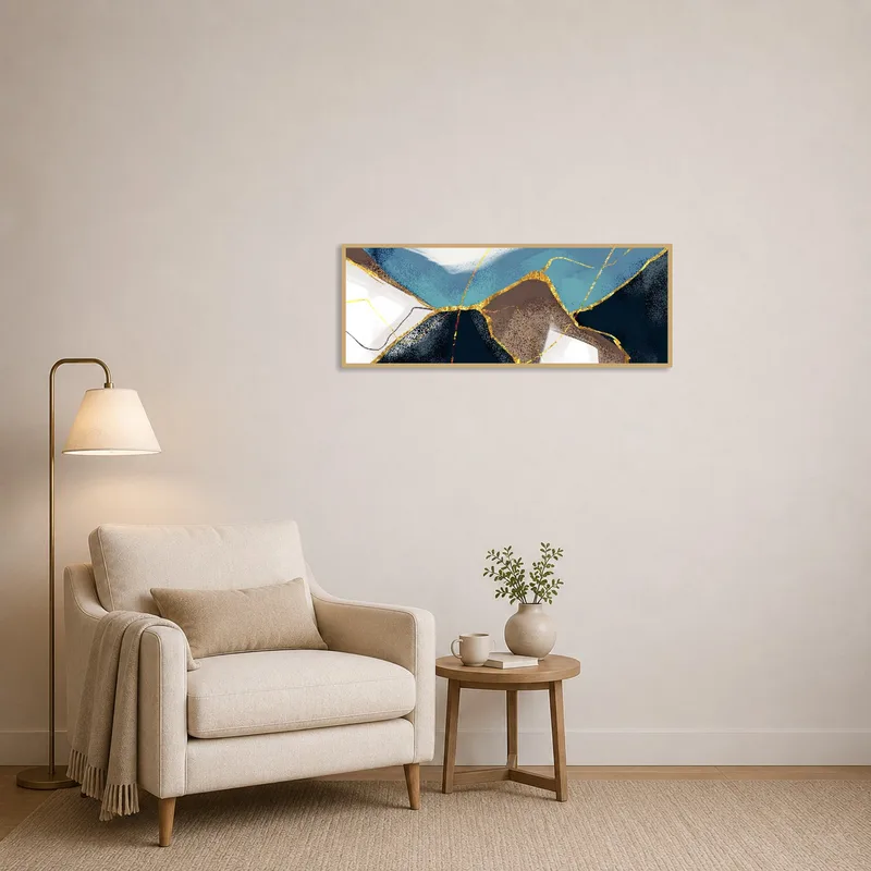Sophisticated panoramic landscape enhancing a cozy reading corner.