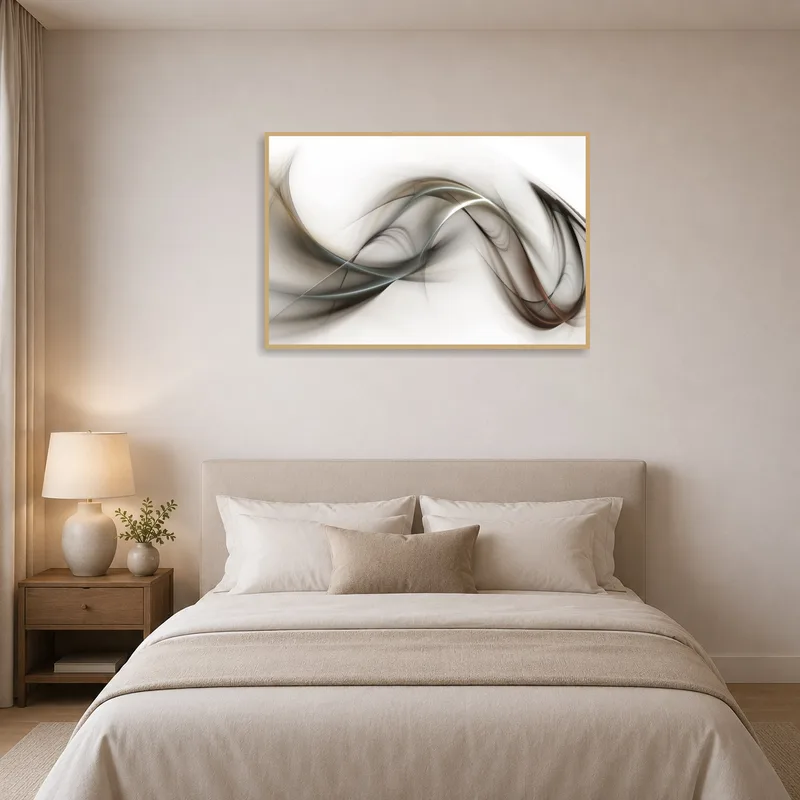 Abstract wave patterns providing a relaxing vibe in the bedroom.