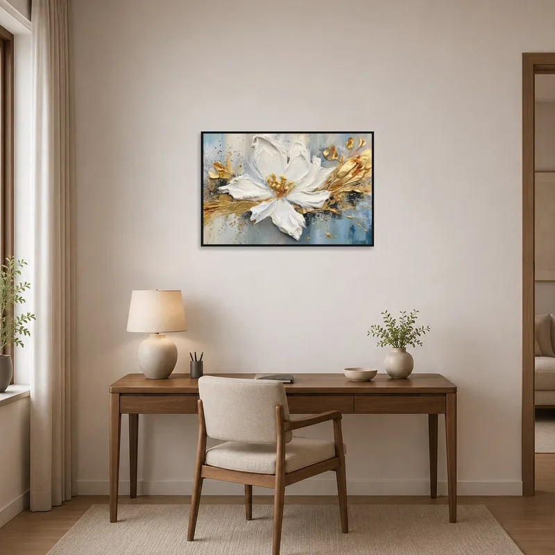 Elegant Blossom art inspiring creativity with floral elegance in the home office.
