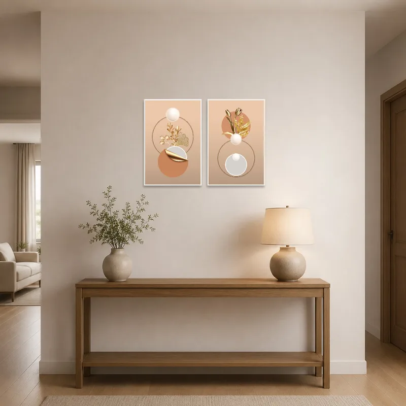 Art set in the entrance hall gives a warm welcome with stylish elegance.