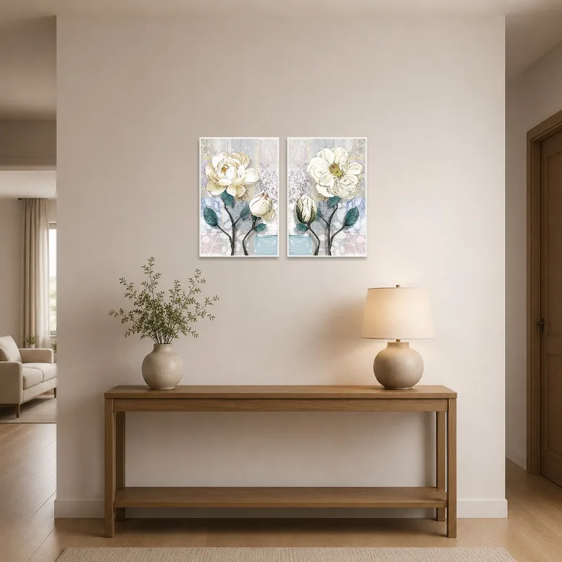 Art set creates a welcoming atmosphere in the entrance hall.