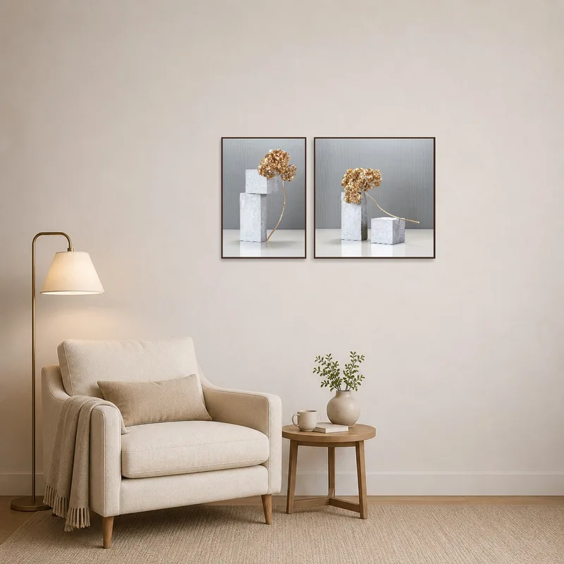 Inspiring botanical sculpture art adds elegance to the cozy reading corner.