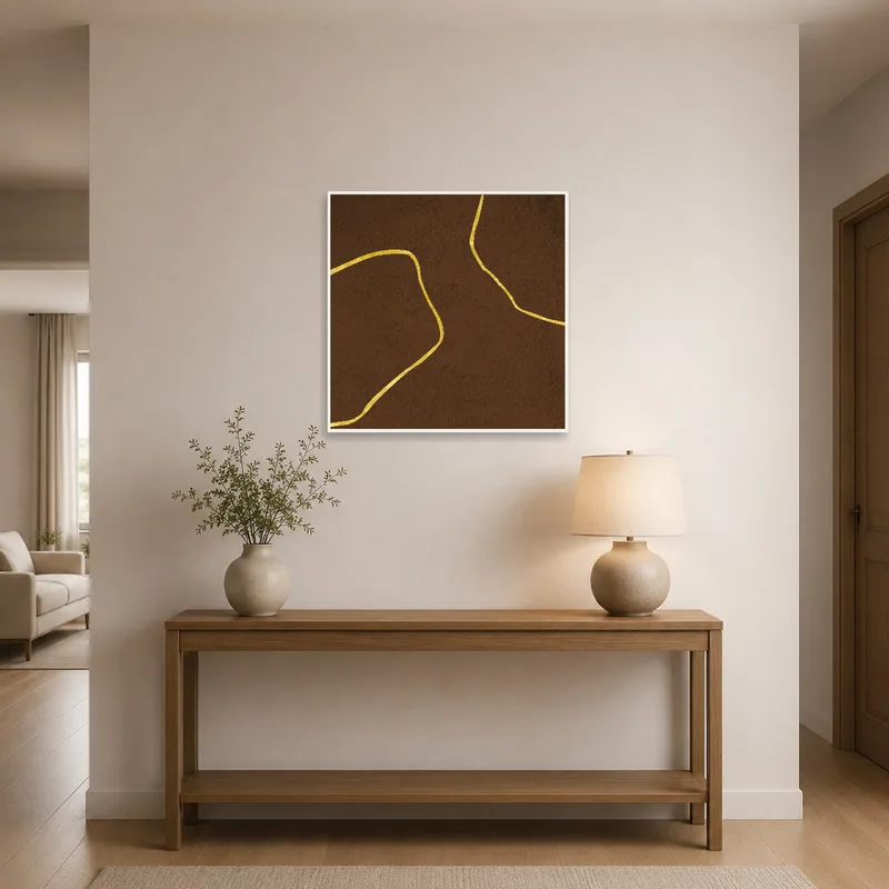 Abstract line print adds sophistication to the entrance hall's ambiance.