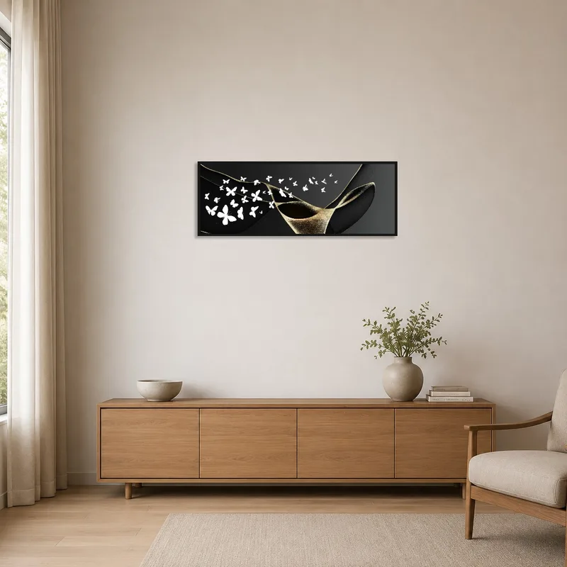 Elegant Butterfly Abstract art enhancing a minimalist room with clean lines and neutral tones