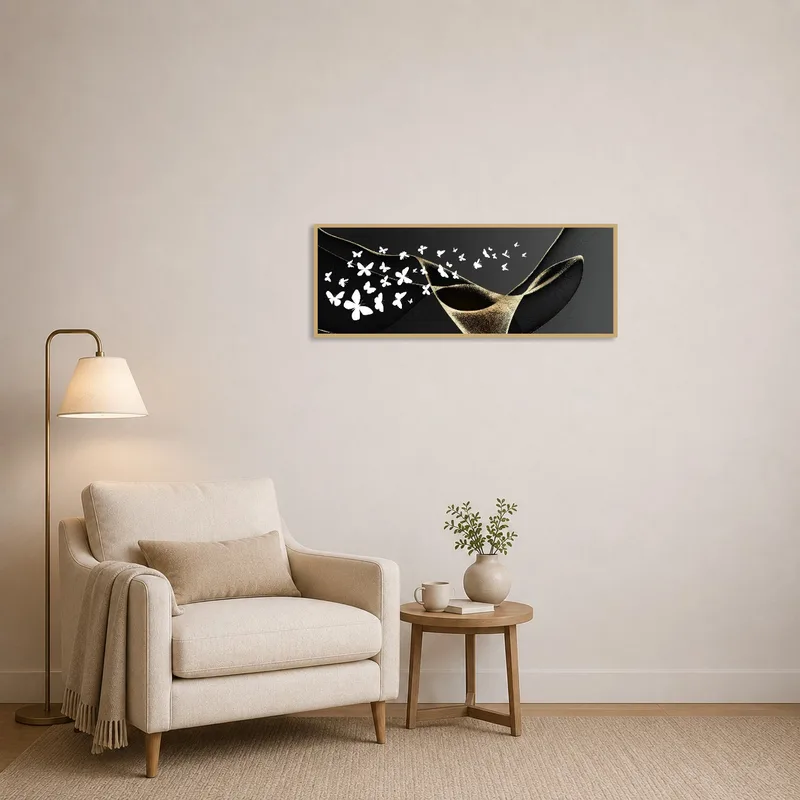 Elegant Butterfly Abstract art bringing a splash of color to a cozy reading corner