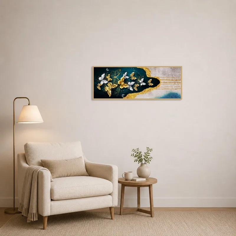 Elegant butterfly piece inspires a cozy reading corner.