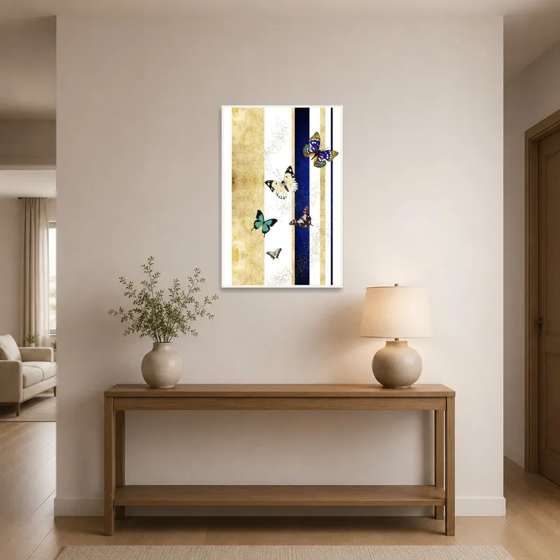 Butterflies welcome in a stylish, inviting entrance hall.