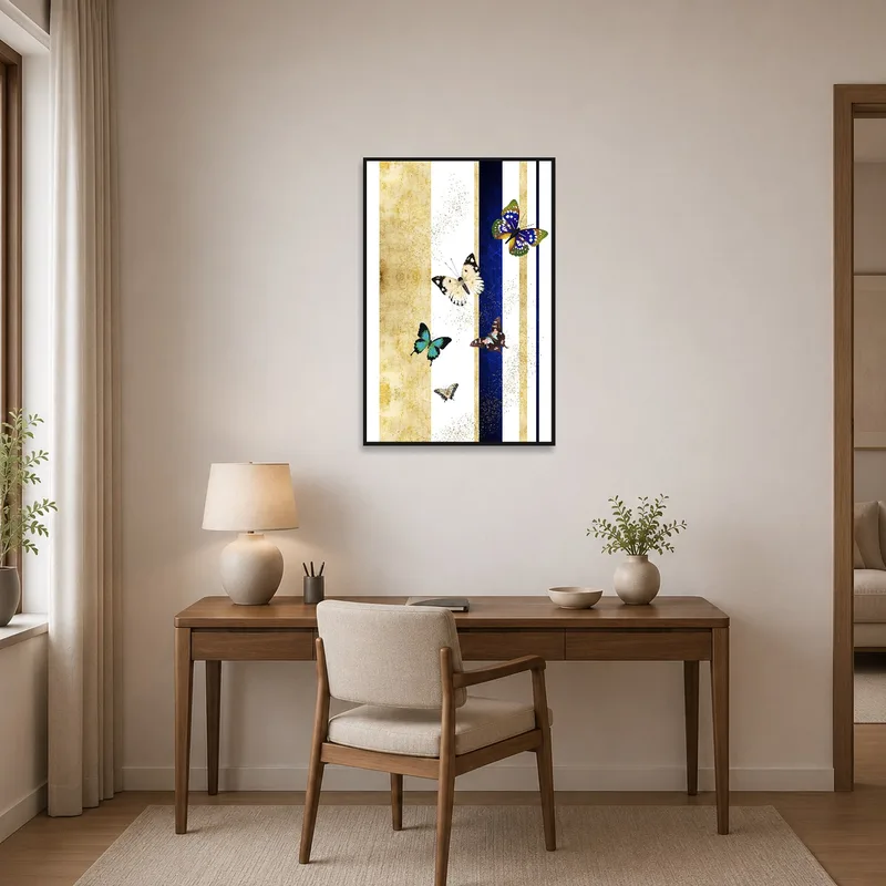 A burst of butterfly energy in a productive home office.