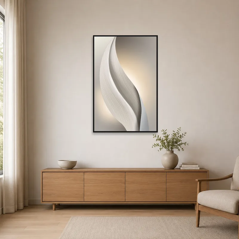 Minimalist space showcasing a simple abstract piece with elegant curves.