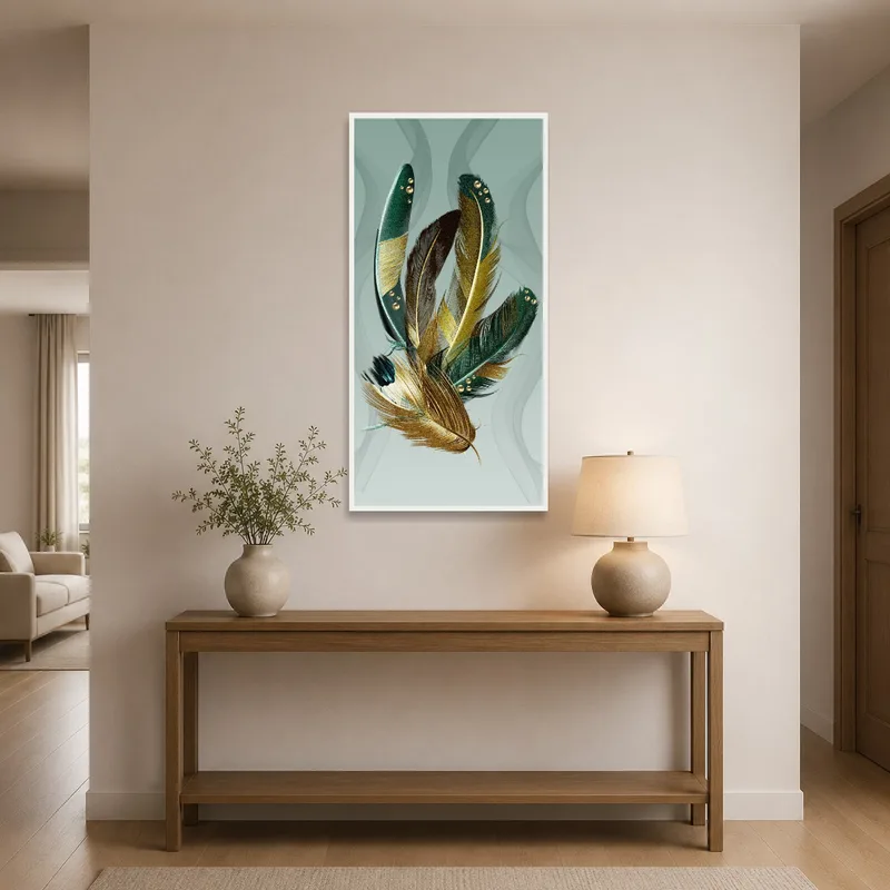 Entrance hall with Elegant Feather Composition welcoming guests with its intricate feather design.