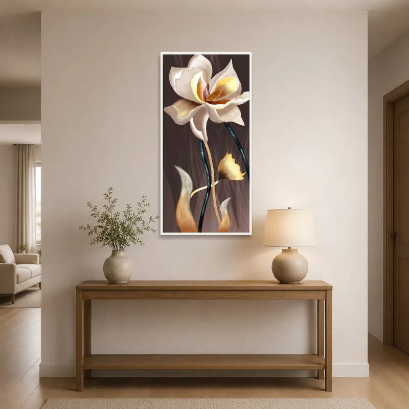 Floral artwork greeting guests in the entrance hall.