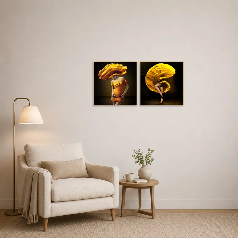 Sophisticated floral art set bringing charm to a cozy reading corner.