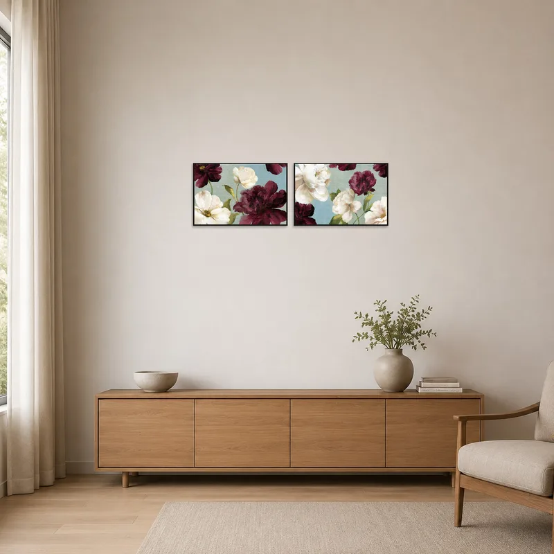 Elegant floral art enhances the charm of a minimalist space with subtle colors.