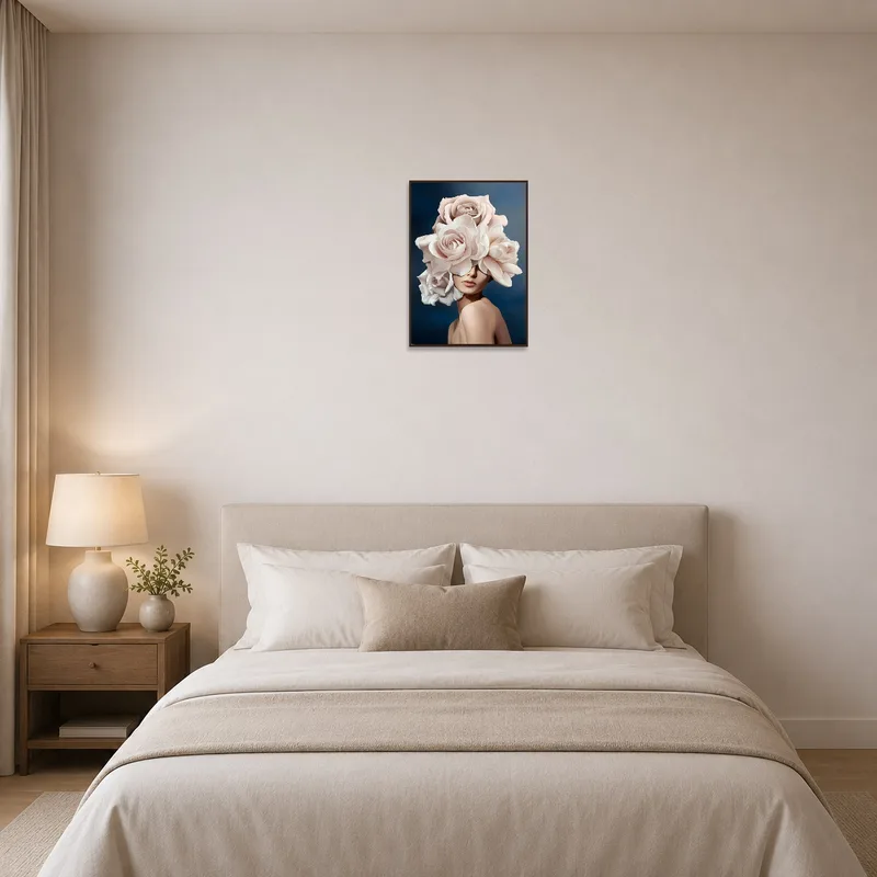 Serene rose blooms beautifying a tranquil bedroom.